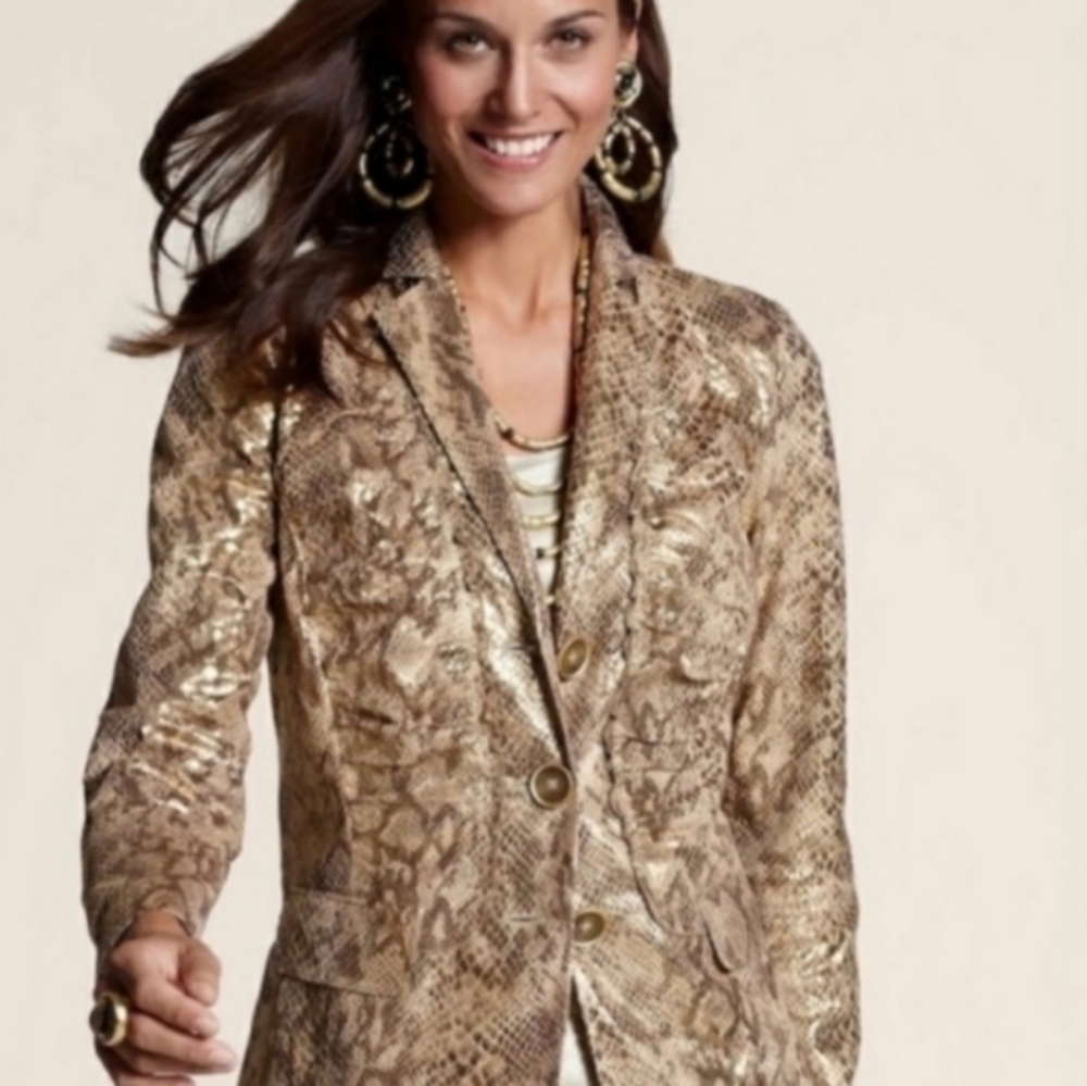 Chico's  Layla gold snakeskin  ladies jacket new with tags size 1